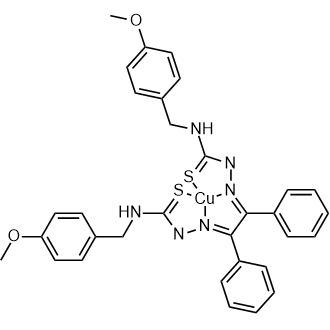 Hydrazinecarbothioamide, 2,2'-(1,2-diphenyl-1,2-ethanediylidene)bis[N-[(4-methoxyphenyl)methyl]-, copper complex|CS-0634373