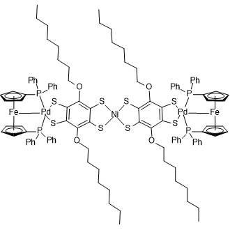 Bis[1,1′-bis(diphenylphosphino-κP)ferrocene]bis[μ-[3,6-bis(octyloxy)-1,2,4,5-benzenetetrathiolato(4-)-κS1,κS2:κS4,κS5]](nickel)dipalladium|CS-0634704