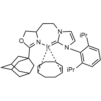 {1-[(4R)-2-(1-Adamantyl-4,5-dihydrooxazolyl)ethyl]-3-(2,6-di-i-propylphenyl)imidazolin-2-ylidene}(1,5-cyclooctadiene)iridium(I)|CS-0636420