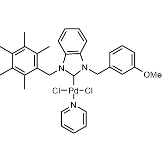 Dichloro[1,3-dihydro-1-[(3-methoxyphenyl)methyl]-3-[(2,3,4,5,6-pentamethylphenyl)methyl]-2H-benzimidazol-2-ylidene](pyridine)palladium|CS-0639370