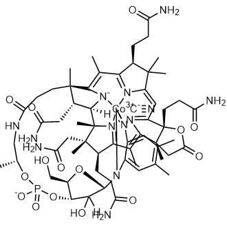 Cobinic acid-abdeg-pentamide, Co-(cyano-κC)-8-hydroxy-, c,8-lactone, dihydrogen phosphate (ester), inner salt, 3′-ester with (5,6-dimethyl-1-α-D-ribofuranosyl-1H-benzimidazole-κN3), (8β)-|CS-0643912
