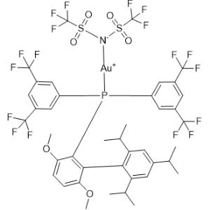 [Bis[3,5-bis(trifluoromethyl)phenyl][3,6-dimethoxy-2′,4′,6′-tris(1-methylethyl)[1,1′-biphenyl]-2-yl]phosphine-κP][1,1,1-trifluoro-N-[(trifluoromethyl)sulfonyl]methanesulfonamidato-κN]gold|CS-0649039