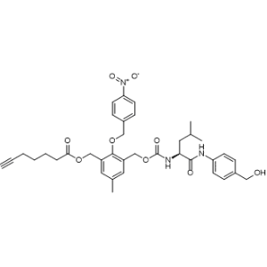 (S)-3-((((1-((4-(Hydroxymethyl)phenyl)amino)-4-methyl-1-oxopentan-2-yl)carbamoyl)oxy)methyl)-5-methyl-2-((4-nitrobenzyl)oxy)benzyl hept-6-ynoate|CS-0652633