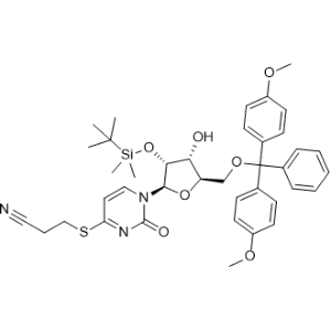 3-((1-((2R,3R,4R,5R)-5-((Bis(4-methoxyphenyl)(phenyl)methoxy)methyl)-3-((tert-butyldimethylsilyl)oxy)-4-hydroxytetrahydrofuran-2-yl)-2-oxo-1,2-dihydropyrimidin-4-yl)thio)propanenitrile|CS-0722426
