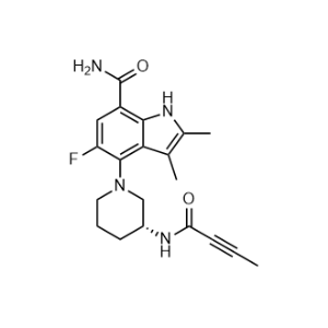 4-[(3R)-3-(But-2-ynoylamino)piperidin-1-yl]-5-fluoro-2,3-dimethyl-1H-indole-7-carboxamide|CS-0746288
