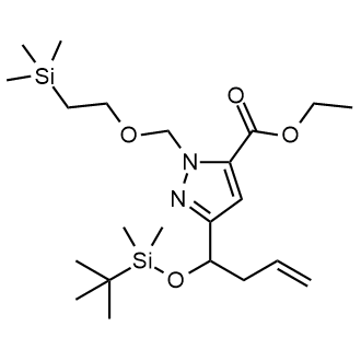 Ethyl 3-(1-((tert-butyldimethylsilyl)oxy)but-3-en-1-yl)-1-((2-(trimethylsilyl)ethoxy)methyl)-1H-pyrazole-5-carboxylate|CS-0775185