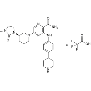 (R)-5-(3-(3-Methyl-2-oxoimidazolidin-1-yl)piperidin-1-yl)-3-((4-(piperidin-4-yl)phenyl)amino)pyrazine-2-carboxamide 2,2,2-trifluoroacetate (1:?)|CS-0775319