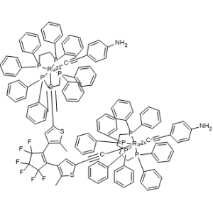 Bis[2-(4-aminophenyl)ethynyl]tetrakis[1,1′-(1,2-ethanediyl)bis[1,1-diphenylphosphine-κP]][μ-[(3,3,4,4,5,5-hexafluoro-1-cyclopentene-1,2-diyl)bis[(5-methyl-4,2-thiophenediyl)-2,1-ethynediyl]]]di-Ruthenium|CS-0782535