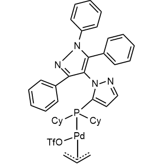Trifluoromethanesulfonato[(5-dicyclohexylphosphino-1',3',5'-triphenyl-)(1,4'-bi-1'H-pyrazole)](η3-​2-​propen-​1-​yl)palladium(II)|CS-0785043