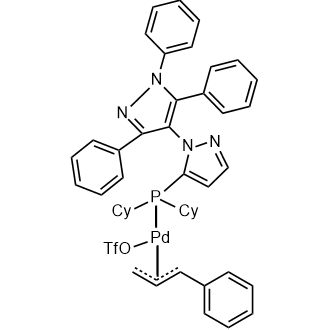 Trifluoromethanesulfonato[(5-dicyclohexylphosphino-1',3',5'-triphenyl-)(1,4'-bi-1'H-pyrazole)][(1,2,3-
η)-1-phenyl-2-propen-1-yl]palladium(II)|CS-0785050