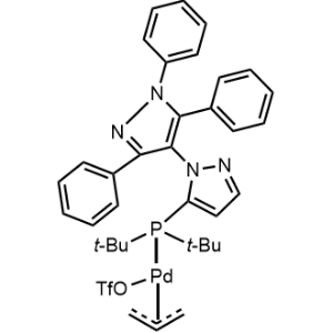 Trifluoromethanesulfonato[(5-di-t-butylphosphino-1',3',5'-triphenyl-)(1,4'-bi-1'H-pyrazole)](η3-​2-​propen-​1-​yl)palladium(II)|CS-0785253