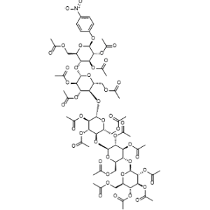 (2R,3R,4S,5R,6S)-2-(Acetoxymethyl)-6-(((2R,3R,4S,5R,6S)-4,5-diacetoxy-2-(acetoxymethyl)-6-(((2R,3R,4S,5R,6S)-4,5-diacetoxy-2-(acetoxymethyl)-6-(((2R,3R,4S,5R,6S)-4,5-diacetoxy-2-(acetoxymethyl)-6-(((2R,3R,4S,5R,6S)-4,5-diacetoxy-2-(acetoxymethyl)-6-(4-nitrophenoxy)tetrahydro-2H-pyran-3-yl)oxy)tetrahydro-2H-pyran-3-yl)oxy)tetrahydro-2H-pyran-3-yl)oxy)tetrahydro-2H-pyran-3-yl)oxy)tetrahydro-2H-pyran-3,4,5-triyl triacetate|CS-0808231