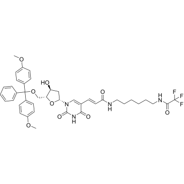 (E)-3-(1-((2R,4S,5R)-5-((Bis(4-methoxyphenyl)(phenyl)methoxy)methyl)-4-hydroxytetrahydrofuran-2-yl)-2,4-dioxo-1,2,3,4-tetrahydropyrimidin-5-yl)-N-(6-(2,2,2-trifluoroacetamido)hexyl)acrylamide|CS-0821184