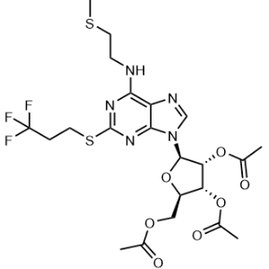 (2R,3R,4R,5R)-2-(Acetoxymethyl)-5-(6-((2-(methylthio)ethyl)amino)-2-((3,3,3-trifluoropropyl)thio)-9H-purin-9-yl)tetrahydrofuran-3,4-diyl diacetate|CS-0822698