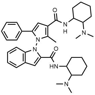 N-(2-(Dimethylamino)cyclohexyl)-1-(3-((2-(dimethylamino)cyclohexyl)carbamoyl)-2-methyl-5-phenyl-1H-pyrrol-1-yl)-1H-indole-2-carboxamide|CS-0899291