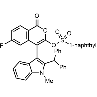 4-(2-Benzhydryl-1-methyl-1H-indol-3-yl)-6-fluoro-1-oxo-1H-isochromen-3-yl naphthalene-1-sulfonate|CS-0899411