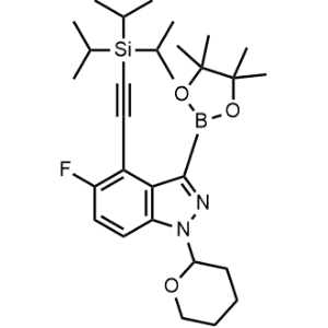 5-Fluoro-1-(tetrahydro-2H-pyran-2-yl)-3-(4,4,5,5-tetramethyl-1,3,2-dioxaborolan-2-yl)-4-((triisopropylsilyl)ethynyl)-1H-indazole|CS-0909780