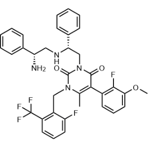 3-((R)-2-(((R)-2-amino-2-phenylethyl)amino)-2-phenylethyl)-5-(2-fluoro-3-methoxyphenyl)-1-(2-fluoro-6-(trifluoromethyl)benzyl)-6-methylpyrimidine-2,4(1H,3H)-dione|CS-0914125