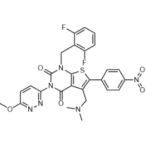 1-(2,6-difluorobenzyl)-5-((dimethylamino)methyl)-3-(6-methoxypyridazin-3-yl)-6-(4-nitrophenyl)thieno[2,3-d]pyrimidine-2,4(1H,3H)-dione|CS-0914376