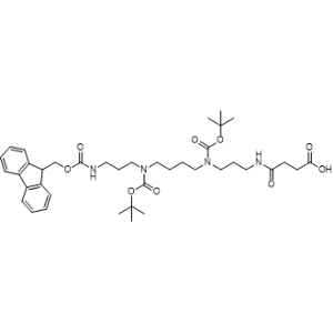 8,13-Bis(tert-butoxycarbonyl)-1-(9H-fluoren-9-yl)-3,18-dioxo-2-oxa-4,8,13,17-tetraazahenicosan-21-oic acid|CS-0941435