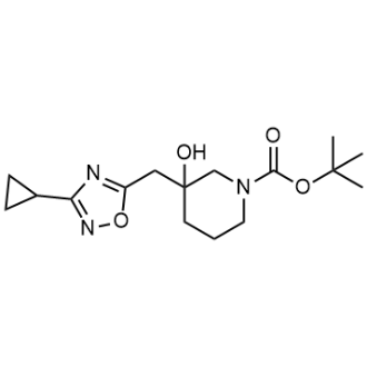Tert-butyl 3-((3-cyclopropyl-1,2,4-oxadiazol-5-yl)methyl)-3-hydroxypiperidine-1-carboxylate|CS-0955215