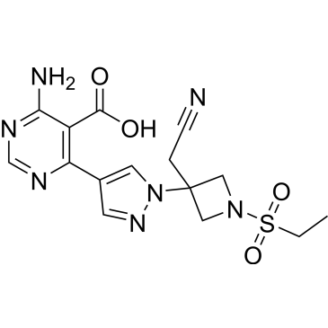 5-Pyrimidinecarboxylic acid, 4-amino-6-[1-[3-(cyanomethyl)-1-(ethylsulfonyl)-3-azetidinyl]-1H-pyrazol-4-yl]-|CS-1003498