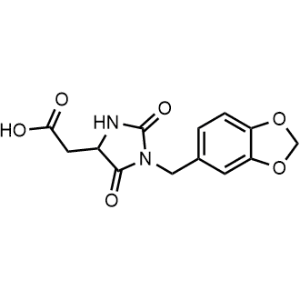 2-(1-(Benzo[d][1,3]dioxol-5-ylmethyl)-2,5-dioxoimidazolidin-4-yl)acetic acid|CS-1023098
