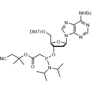 1-Cyano-2-methylpropan-2-yl 2-((((2R,3S,5R)-5-(6-benzamido-9H-purin-9-yl)-2-((bis(4-methoxyphenyl)(phenyl)methoxy)methyl)tetrahydrofuran-3-yl)oxy)(diisopropylamino)phosphanyl)acetate|CS-1038753