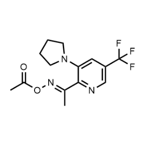 1-(3-(Pyrrolidin-1-yl)-5-(trifluoromethyl)pyridin-2-yl)ethan-1-one O-acetyl oxime|CS-1058845
