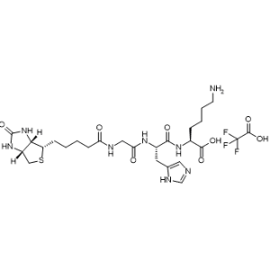 (5-((3aS,4S,6aR)-2-oxohexahydro-1H-thieno[3,4-d]imidazol-4-yl)pentanoyl)glycyl-l-histidyl-l-lysine compound with 2,2,2-trifluoroacetic acid 1:1|CS-1067220
