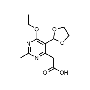 2-(5-(1,3-Dioxolan-2-yl)-6-ethoxy-2-methylpyrimidin-4-yl)acetic acid|CS-1068196