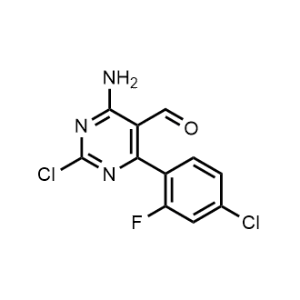 4-Amino-2-chloro-6-(4-chloro-2-fluorophenyl)pyrimidine-5-carbaldehyde|CS-1070967