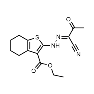 Ethyl 2-(2-(1-cyano-2-oxopropylidene)hydrazinyl)-4,5,6,7-tetrahydrobenzo[b]thiophene-3-carboxylate|CS-1084590