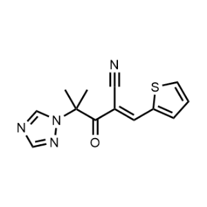 4-Methyl-3-oxo-2-(thiophen-2-ylmethylene)-4-(1H-1,2,4-triazol-1-yl)pentanenitrile|CS-1093792
