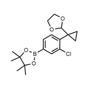 2-(4-(1-(1,3-Dioxolan-2-yl)cyclopropyl)-3-chlorophenyl)-4,4,5,5-tetramethyl-1,3,2-dioxaborolane|CS-1120451