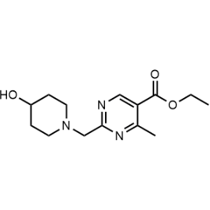 Ethyl 2-((4-hydroxypiperidin-1-yl)methyl)-4-methylpyrimidine-5-carboxylate|CS-1148472