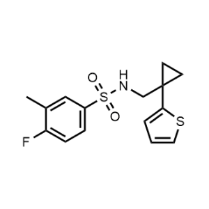 4-Fluoro-3-methyl-N-((1-(thiophen-2-yl)cyclopropyl)methyl)benzenesulfonamide|CS-1165936