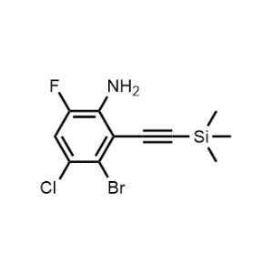 3-Bromo-4-chloro-6-fluoro-2-((trimethylsilyl)ethynyl)aniline|CS-1173370
