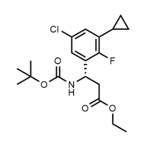 Ethyl (S)-3-((tert-butoxycarbonyl)amino)-3-(5-chloro-3-cyclopropyl-2-fluorophenyl)propanoate|CS-1176352