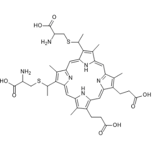 3,3'-(((8,12-Bis(2-carboxyethyl)-3,7,13,18-tetramethylporphyrin-2,17-diyl)bis(ethane-1,1-diyl))bis(sulfanediyl))bis(2-aminopropanoic acid)|CS-1179301