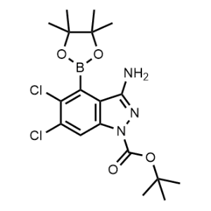 tert-Butyl 3-amino-5,6-dichloro-4-(4,4,5,5-tetramethyl-1,3,2-dioxaborolan-2-yl)-1H-indazole-1-carboxylate|CS-1183271
