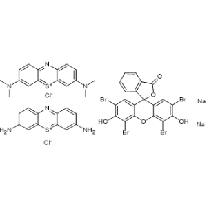 Phenothiazin-5-ium, 3,7-bis(dimethylamino)-, chloride (1:1), mixt. with 3,7-diaminophenothiazin-5-ium chloride (1:1) and 2′,4′,5′,7′-tetrabromo-3′,6′-dihydroxyspiro[isobenzofuran-1(3H),9′-[9H]xanthen]-3-one sodium salt (1:2) sodium|CS-1334674