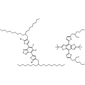 (4,8-Bis(5-(2-ethylhexyl)thiophen-2-yl)benzo[1,2-b:4,5-b']dithiophene-2,6-diyl)bis(trimethylstannane) compound with 4,7-bis(5-bromo-4-(2-octyldodecyl)thiophen-2-yl)-5,6-difluorobenzo[c][1,2,5]thiadiazole 1:1|CS-1335561