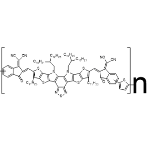 Poly[[12,13-bis(2-decyltetradecyl)-12,13-dihydro-3,9-diundecylbisthieno[2′′,3′′:4′,5′]thieno[2′,3′:4,5]pyrrolo[3,2-e:2′,3′-g][2,1,3]benzothiadiazole-2,10-diyl]methylidyne[1-(dicyanomethylene)-1,3-dihydro-3-oxo-2H-inden-?-yl-2-ylidene]-2,5-thiophenediyl[1-(dicyanomethylene)-1,3-dihydro-3-oxo-2H-inden-?-yl-2-ylidene]methylidyne]|CS-1335588