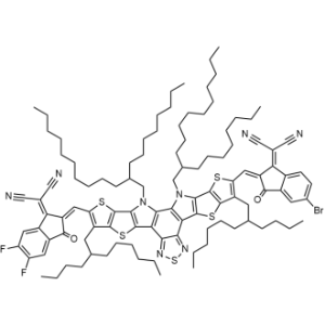 2-(2-((3,9-Bis(2-butyloctyl)-10-((1-(dicyanomethylene)-5,6-difluoro-3-oxo-1,3-dihydro-2H-inden-2-ylidene)methyl)-12,13-bis(2-octyldodecyl)-12,13-dihydro-[1,2,5]thiadiazolo[3,4-E]thieno[2'',3'':4',5']thieno[2',3':4,5]pyrrolo[3,2-g]thieno[2',3':4,5]thieno[3,2-b]indol-2-yl)methylene)-5-bromo-3-oxo-2,3-dihydro-1H-inden-1-ylidene)malononitrile|CS-1335821