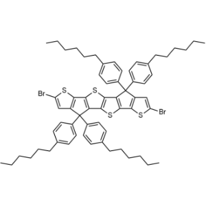 2,7-Dibromo-4,4,9,9-tetrakis(4-hexylphenyl)-4,9-dihydrothieno[3′,2′:4,5]cyclopenta[1,2-b]thieno[2′′,3′′:3′,4′]cyclopenta[1′,2′:4,5]thieno[2,3-d]thiophene|CS-1336006
