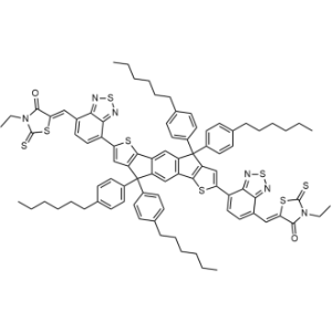 5,5'-(((4,4,9,9-Tetrakis(4-hexylphenyl)-4,9-dihydro-S-indaceno[1,2-b:5,6-b']dithiophene-2,7-diyl)bis(benzo[c][1,2,5]thiadiazole-7,4-diyl))bis(methanylylidene))bis(3-ethyl-2-thioxothiazolidin-4-one)|CS-1336139
