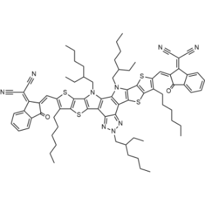 2,2'-((2Z,2'Z)-((6,12,13-Tris(2-ethylhexyl)-3,9-dihexyl-12,13-dihydro-6H-thieno[2'',3'':4',5']thieno[2',3':4,5]pyrrolo[3,2-g]thieno[2',3':4,5]thieno[3,2-b][1,2,3]triazolo[4,5-E]indole-2,10-diyl)bis(methanylylidene))bis(3-oxo-2,3-dihydro-1H-indene-2,1-diylidene))dimalononitrile|CS-1336143