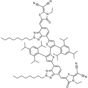2,2'-((((3,3'-Bis(2,4,6-triisopropylphenyl)-[2,2'-bithiophene]-5,5'-diyl)bis(2-octyl-2H-benzo[d][1,2,3]triazole-7,4-diyl))bis(methanylylidene))bis(3-ethyl-4-oxothiazolidine-5,2-diylidene))dimalononitrile|CS-1336145