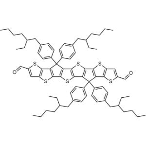 6,6,12,12-Tetrakis(4-ethylhexylphenyl)-6,12-dihydro-thieno[2'',3'':4',5']thieno[3',2':4,5]cyclopenta[1,2-b]thieno[2''',3''':4'',5'']thieno[2'',3'':3',4']cyclopenta[1',2':4,5]thieno[2,3-d]thiophene-2,8-dicarboxaldehyde|CS-1336195